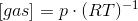 \left [ gas \right ]=p\cdot (RT)^{-1}