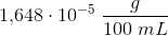 1{,}648\cdot 10^{-5}\; \frac{g}{100\; mL}