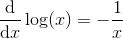 \frac{\textup{d}}{\textup{d}x}\log(x)=-\frac{1}{x}