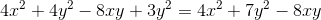 4x^2+4y^2-8xy+3y^2=4x^2+7y^2-8xy
