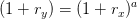 (1+r_y)=(1+r_x)^a