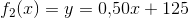 f_2(x)=y=0{,}50x+125