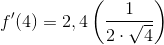 {f}'(4)= 2,4\left ( \frac{1}{2\cdot \sqrt{4}} \right )