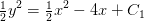 \tfrac{1}{2}y^2=\tfrac{1}{2}x^2-4x+C_1