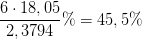 \frac{6\cdot 18,05}{2,3794}\%=45,5\%