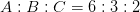 A:B:C=6:3:2