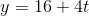 y=16+4t