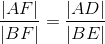 \frac{|AF|}{|BF|}=\frac{|AD|}{|BE|}