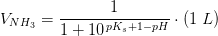 V_{NH_3}=\frac{1}{1+10^{\, pK_s+1-pH}}\cdot \left ( 1\; L \right )
