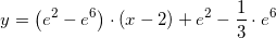 \small \small y=\left ( e^2-e^6 \right )\cdot \left ( x-2 \right )+e^2-\frac{1}{3}\cdot e^{6}
