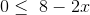 0\leq \8-2x