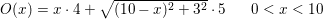 \small O(x)=x\cdot 4+\sqrt{(10-x)^2+3^2}\cdot 5\; \; \; \; \; \; 0< x< 10