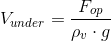 V_{under}=\frac{F_{op}}{\rho_v \cdot g}