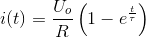i(t)= \frac{U_o}{R}\left ( 1-e^{\frac{t}{\tau }} \right )