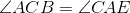 \angle ACB=\angle C\! AE
