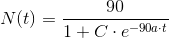 N(t)=\frac{90}{1+C\cdot e^{-90a\cdot t}}