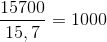\frac{15700}{15,7}=1000