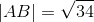\left | AB \right | = \sqrt{34}