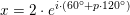 \small x=2\cdot e^{i\cdot (60^\circ +p\cdot 120^\circ)}