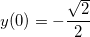 \small y(0)=-\frac{\sqrt{2}}{2}
