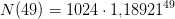 N(49)=1024\cdot 1{,}18921^{49}
