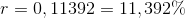 r=0,11392=11,392\%