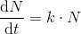 \frac{\mathrm{d} N}{\mathrm{d} t}=k\cdot N