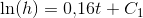 \ln(h)=0{,}16t+C_1