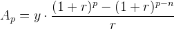 A_p=y\cdot \frac{(1+r)^p-(1+r)^{p-n}}{r}