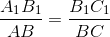 \frac{A_{1}B_{1}}{AB} = \frac{B_{1}C_{1}}{BC}