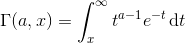 \Gamma(a,x)=\int_{x}^{\infty }t^{a-1}e^{-t}\, \textup{d}t