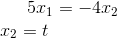 5x_1 = -4x_2\\ x_2 = t