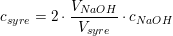 \small c_{syre}=2\cdot \frac{V_{NaOH}}{V_{syre}}\cdot c_{NaOH}