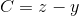 C=z-y