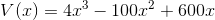 V(x)=4x^3-100x^2+600x