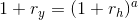 1+r_y=(1+r_h)^a