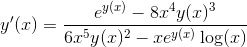 y'(x)=\frac{e^{y(x)}-8 x^4 y(x)^3}{6 x^5 y(x)^2-x e^{y(x)} \log (x)}