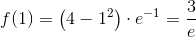 f(1)=\left ( 4-1^2 \right )\cdot e^{-1}=\frac{3}{e}