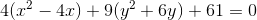4(x^2-4x)+9(y^2+6y)+61=0
