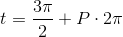 t = \frac{3\pi}{2} + P \cdot 2 \pi