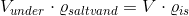 V_{under}\cdot \varrho _{saltvand}=V\cdot \varrho _{is}