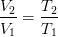 \frac{V_2}{V_1}=\frac{T_2}{T_1}