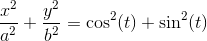 \frac{x^2}{a^2}+\frac{y^2}{b^2}=\cos^2(t)+\sin^2(t)