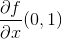 \frac{\partial f}{\partial x}(0,1)