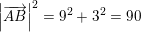 \small \left | \overrightarrow{AB} \right |^2=9^2+3^2=90