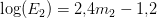 \log(E_2)=2{,}4m_2-1{,}2