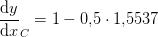 \frac{\mathrm{d} y}{\mathrm{d} x}_C=1-0{,}5\cdot1{,}5537