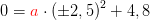 0={\color{Red} a}\cdot \left (\pm 2,5 \right )^2+4,8
