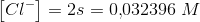 \left [ Cl^{-} \right ]=2s=0{,}032396\; M