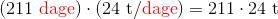 (211{\color{red}\text{ dage}})\cdot (24 \text{ t} / {\color{red}\text{dage}}) = 211\cdot 24 \text{ t}